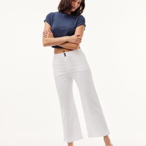 White wide leg crop pant