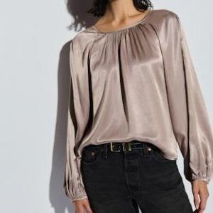 Mushroom satin tie back top