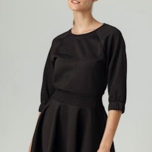 Blk smock waist sweater dress