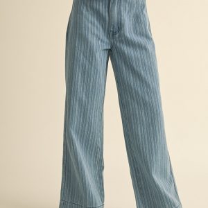 Striped denim pants