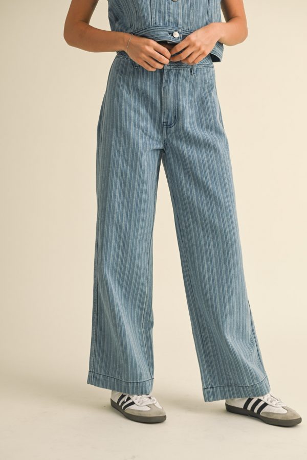 Striped denim pants