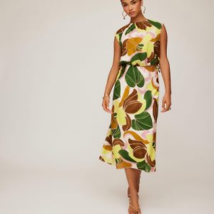 Yellow/brown floral midi