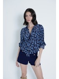 Karina Grimaldi Navy Bloom Floral Button Top