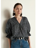 Nation Scarlet Navy Floral Pintuck