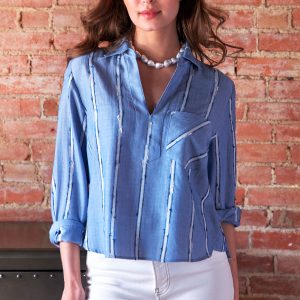 Finley Joni Blue And White Popover Stripe