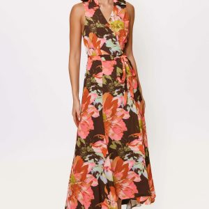 Hutch Brown VIntage Upholstery Floral Dress