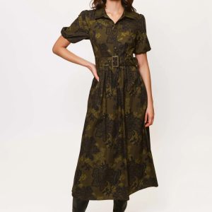 Hutch Olive Bohemian Midi Dress
