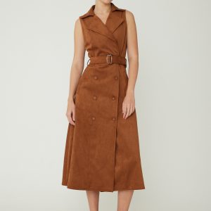 Js 71 Mae Ultra Suede Double Breasted Maxi