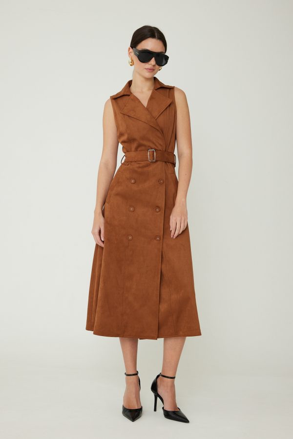 Js 71 Mae Ultra Suede Double Breasted Maxi