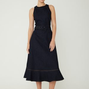 Js71 Rhea Indigo Denim Midi Dress