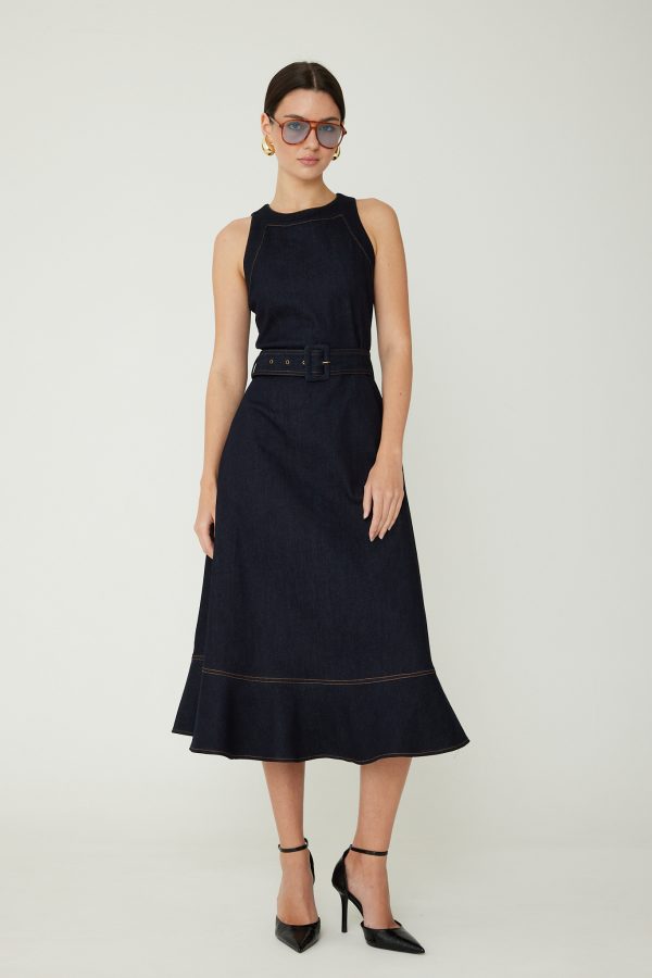 Js71 Rhea Indigo Denim Midi Dress