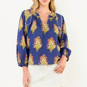 THML Floral Brown Green Top