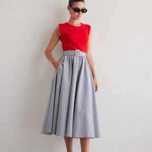 JS71 Colette Red Ticking Stripe Dress