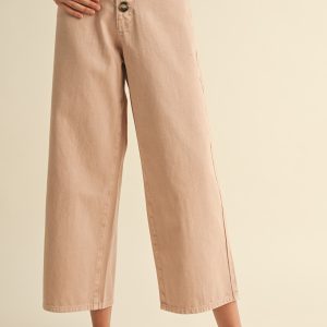 Mauve Wide Leg Button Front Pant