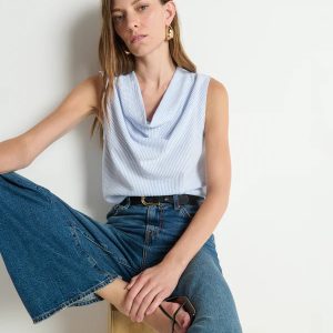 Cille Mini Stripe Cowl Neck Tank