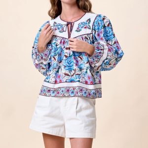 Cleobella Fluora Blue Floral Blouse