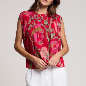 Velvet Multi Pleat Front Jeanne Top