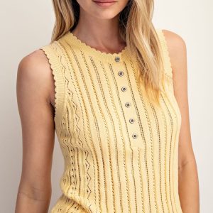 Eggnog Pointelle Sweater Vest