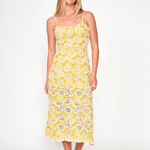 DRA Claudia Yellow Eyelet Dress