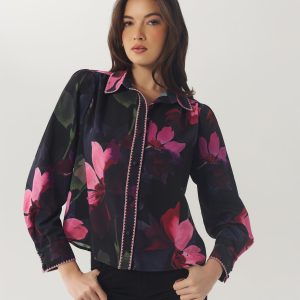 Hutch Black And Pink Floral Button Down