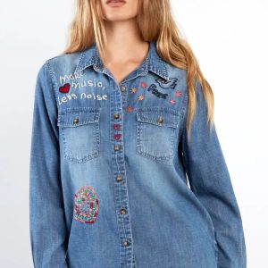 More Music Less Noise Embdroidered Shirt