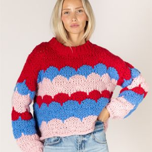Red And Pink And Blue Stripe Sweater