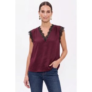Maroon Top with Black Lace