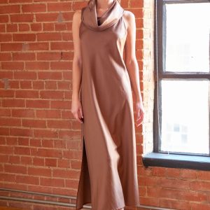 Finley Brown Satin Cowl Neck Dress